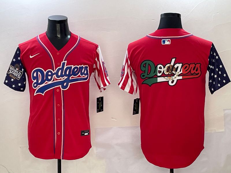 Men Los Angeles Dodgers Blank Red a generation of national flags Joint name 2025 Nike MLB Jersey style 11